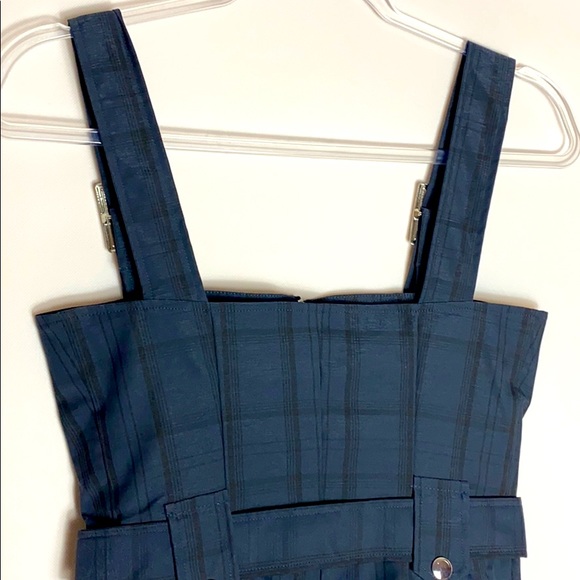 We Wore What navy plaid twill moto overalls XS - Picture 5 of 9